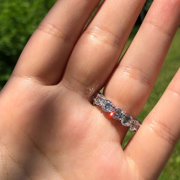 925 Sterling Silver Round Wide Full Eternity Band - Picture 4 of 13